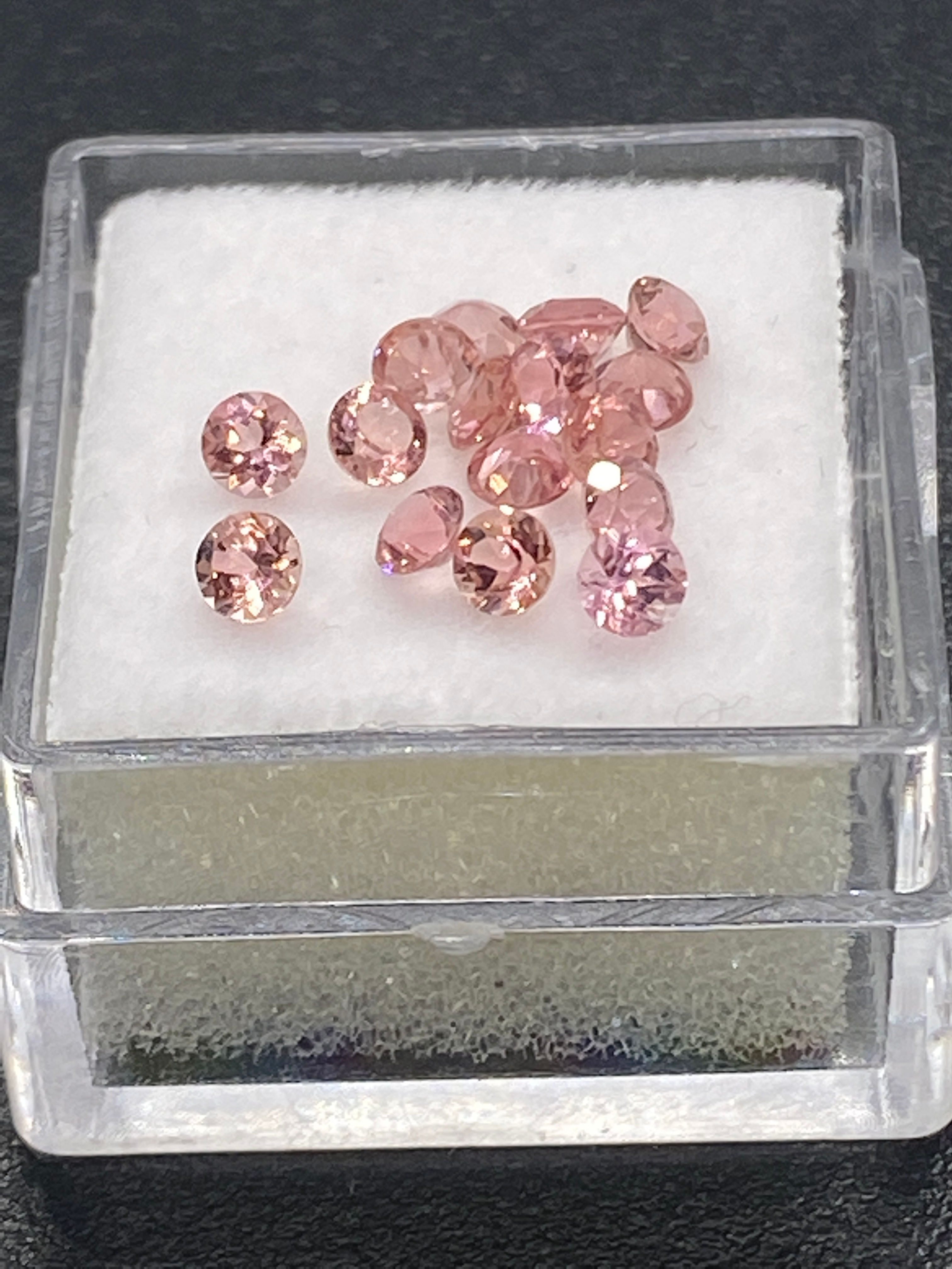 Dusty Pink Tourmaline | Round | Five pieces of 3 mm