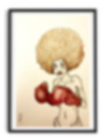 Tableau femme boxe souvenir cadeau peinture couleurs dessin illustration poster carte vallée d'Aspe Pyrénées aydius art artisanat Béarn