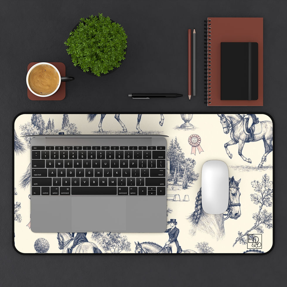 Miniature : Equestrian Toile Desk Mat — Vintage Dressage Mouse Pad