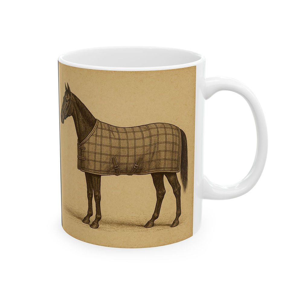 Miniatura: "Sweater Weather" Vintage Equestrian Ceramic Coffee Cup (11oz)
