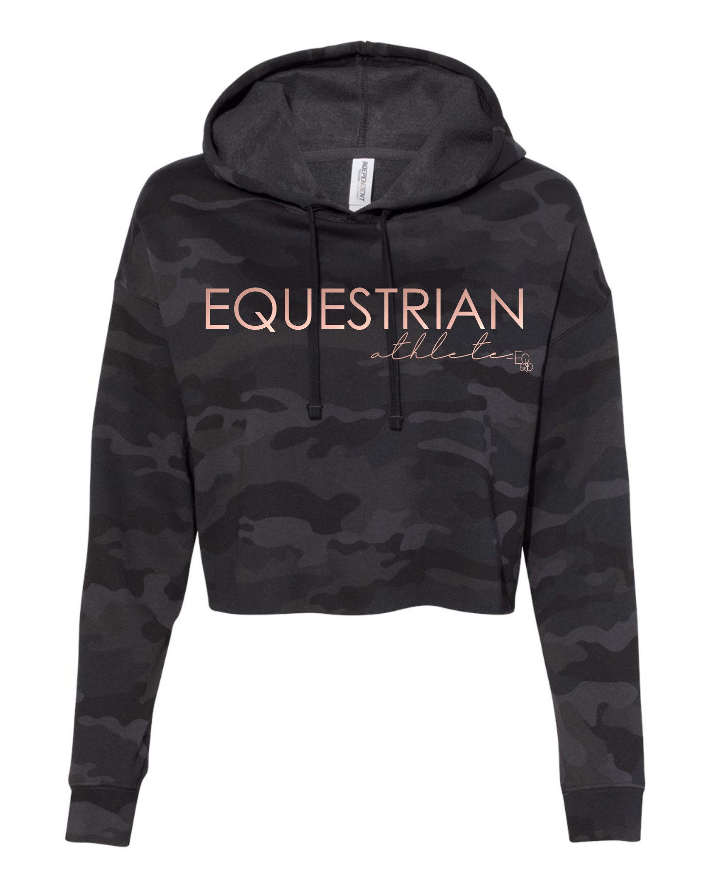 Equestrian athlete cropped black camo hoodie-gold and rose gold available