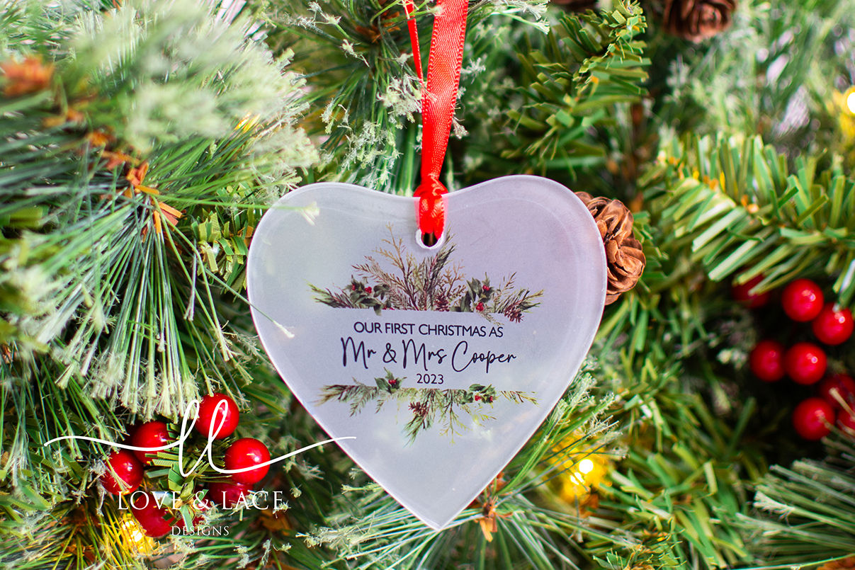 Personalised Glass Heart Bauble