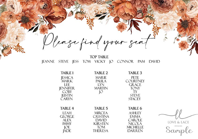 Thumbnail: Personalised A2 Wedding Table Plan