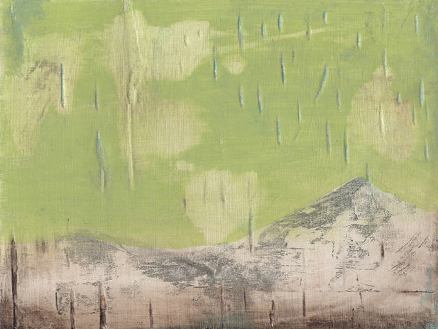 Northern skies 1, Acrylic on wood panel, landscape painting by Hanneke van Ryswyk