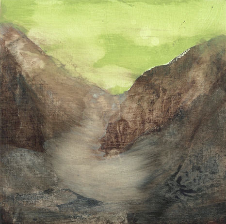 River mist, Acrylic on wood panel, landscape painting by Hanneke van Ryswyk