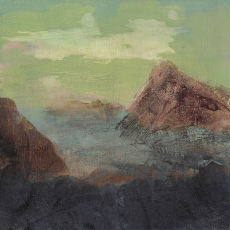 Ynys, acrylic on wood panel, landscape painting by Hanneke van Ryswyk
 