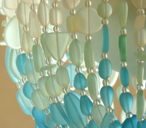 Sea Glass Chandelier Lighting Fixture Flush Mount Coastal Decor