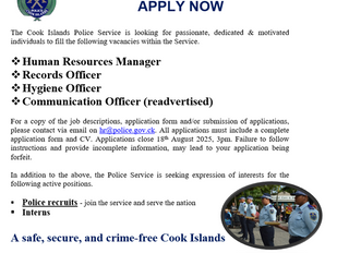 Cook Islands Police Sercice - Vacancies