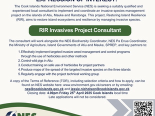 The Cook Islands National Environment Service (NES) Expression of Interest: RIR Invasives Project Consultant