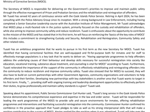 OPSC Media Release - Solomona Tuaati appointed new Secretary of Corrective Services