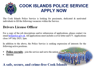 Cook Islands Police Service - Drivers License Officer