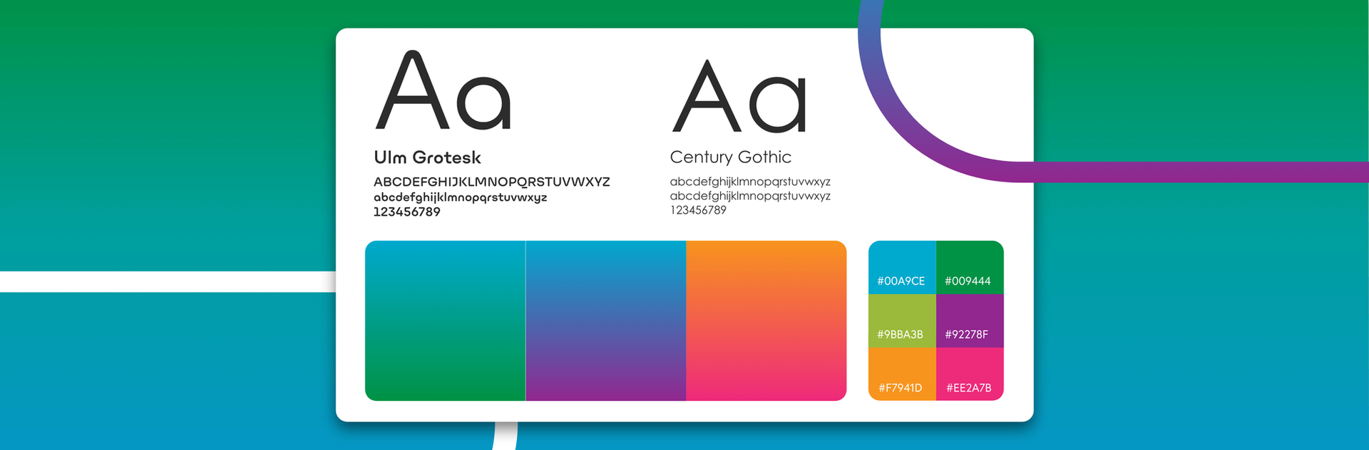 Pathful brand design system with Ulm Grotesk and Century Gothic typography full color palette and gradient swatches