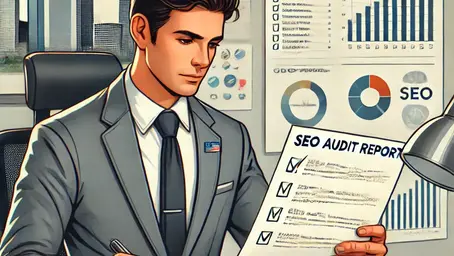 Houston small business owner reviewing a local SEO audit report
