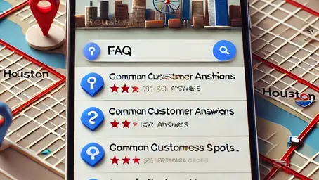 Optimized Google Business FAQs displayed in a local Houston search