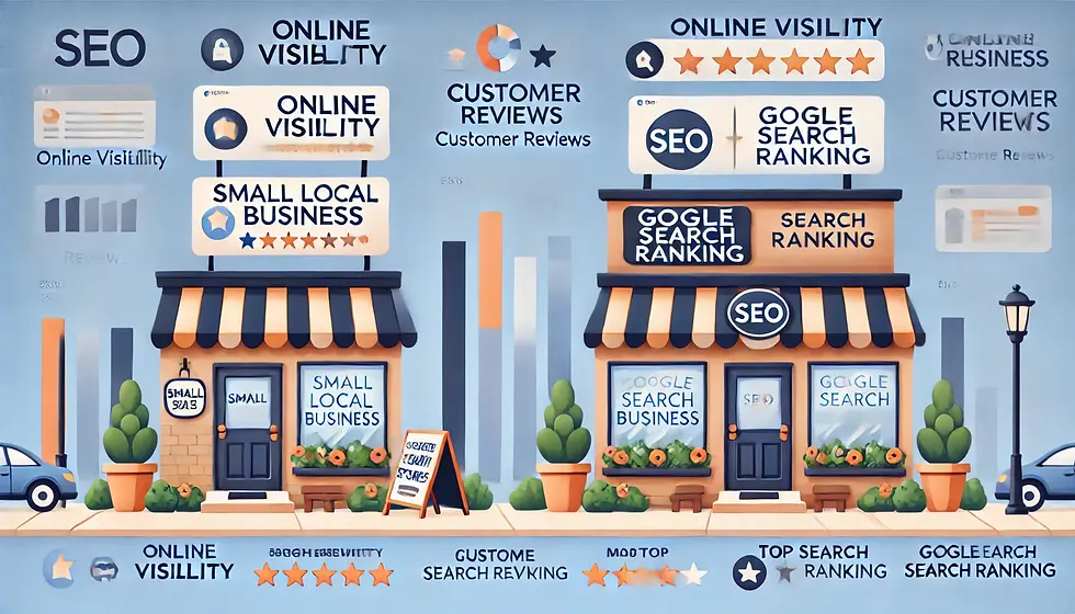 SEO comparison between Houston local business and big brand showing how local SEO helps small businesses
