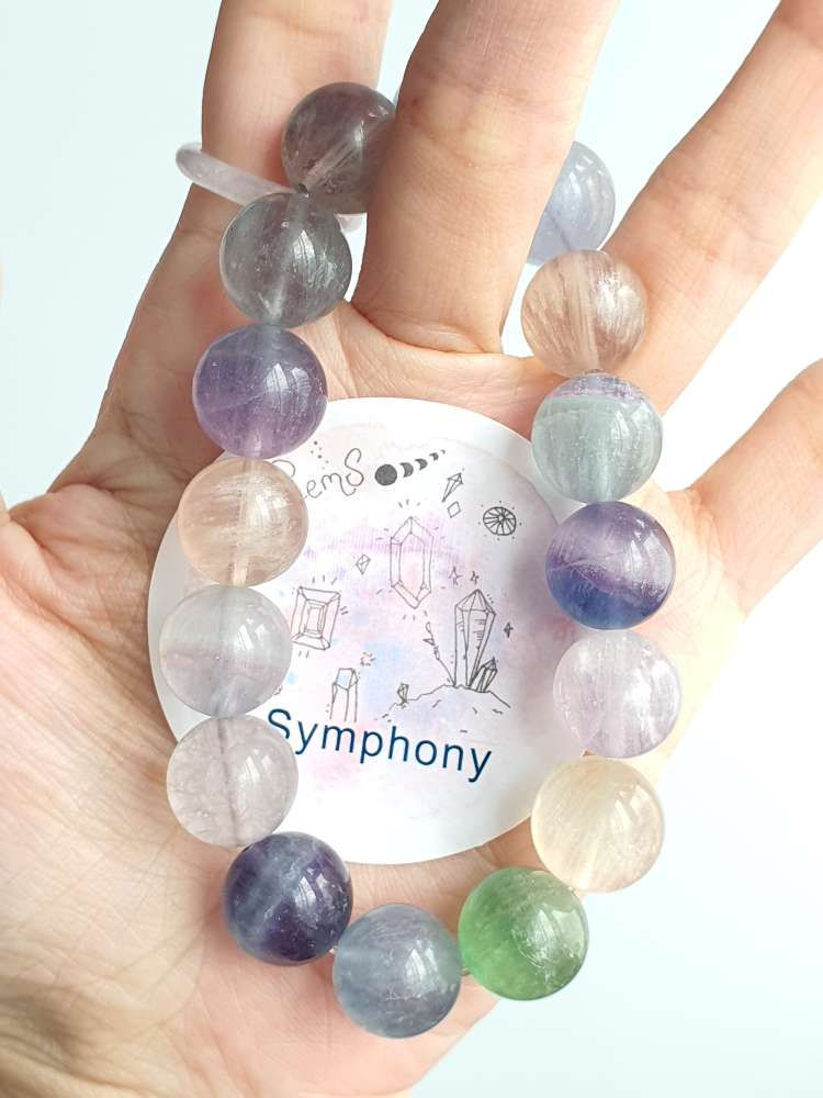 Fluorite Quartz Bracelet 13mm 17cm