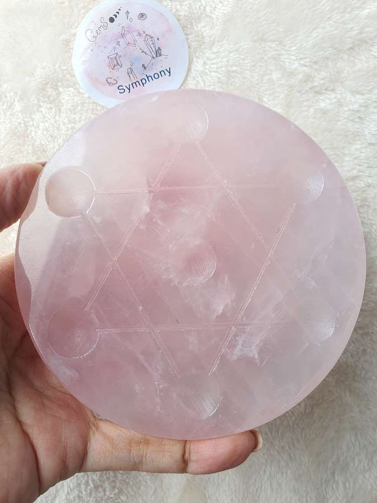 Thumbnail: Fengshui Steven Stars Rose Quartz plate ( Brazil AA)