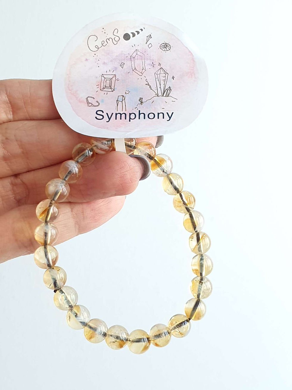 Citrine with Blue needles Bracelet 7mm 15cm