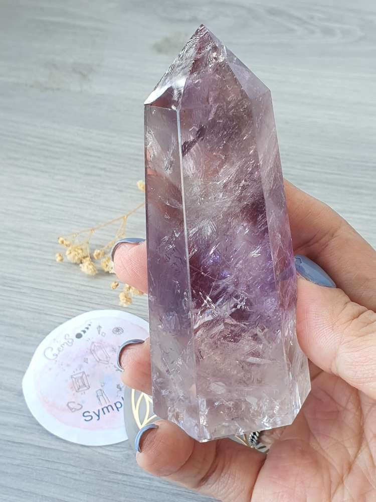 Thumbnail: Rare  Amethyst Point/ Tower with Rainbows and fingerprints ( Brazil AAA)