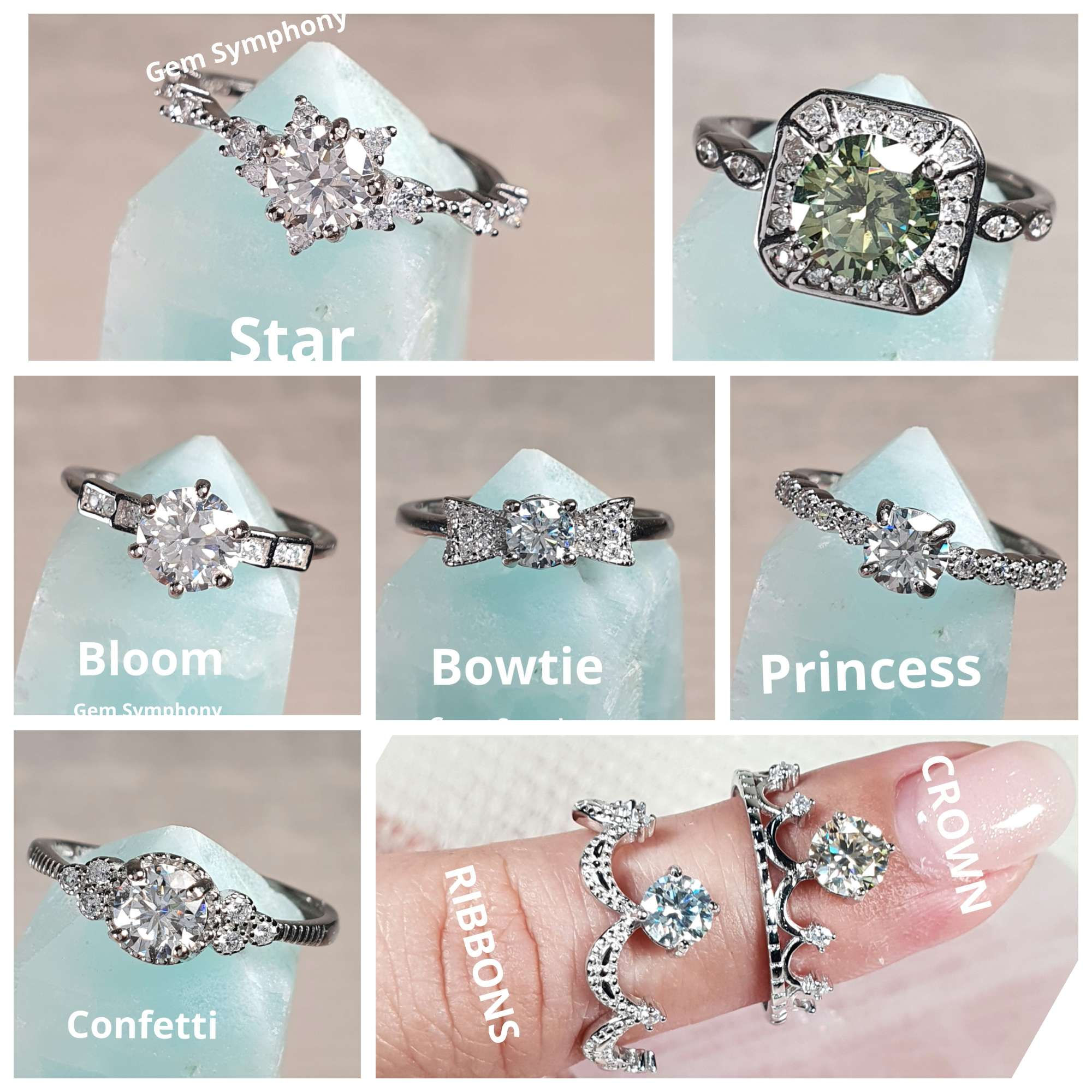 Moissanite Diamond in Silver Rings