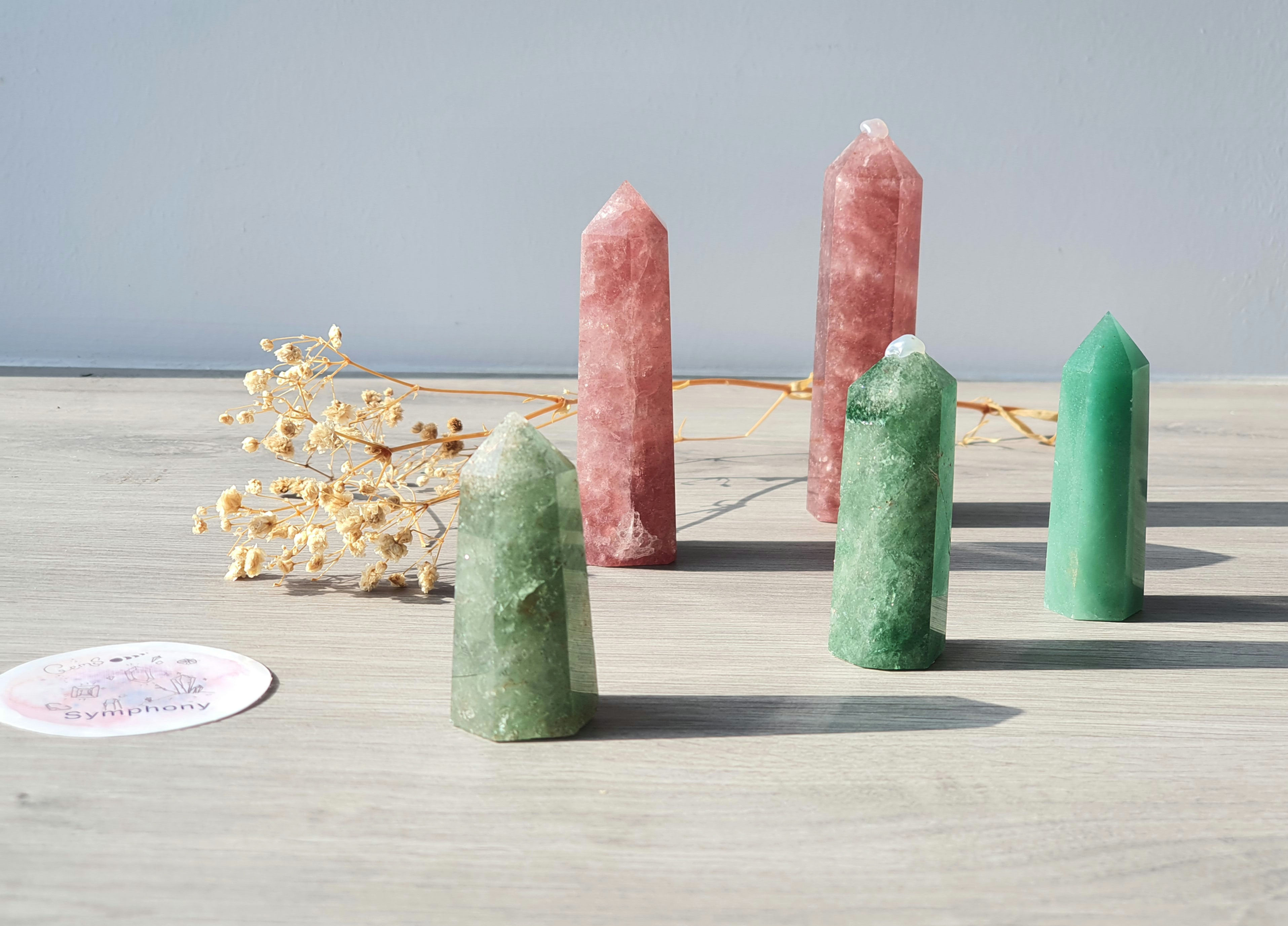 Strawberry & Green Strawberry Quartz Points/Towers