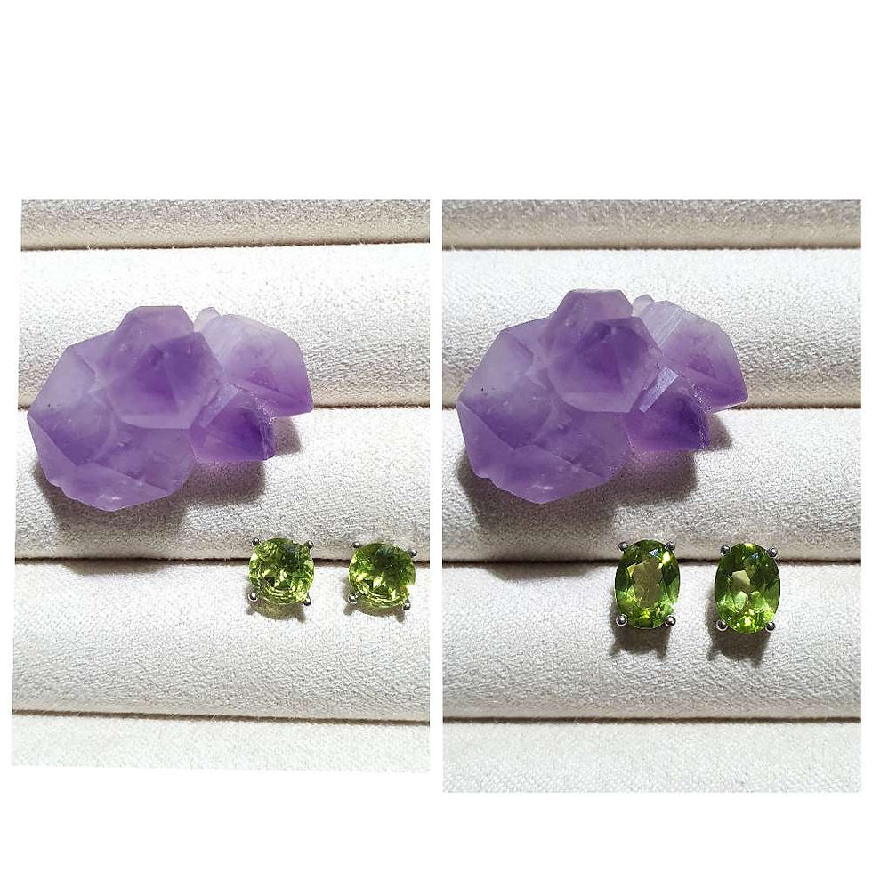 Peridot Faceted Silver 925 Earrings ( Silver color)