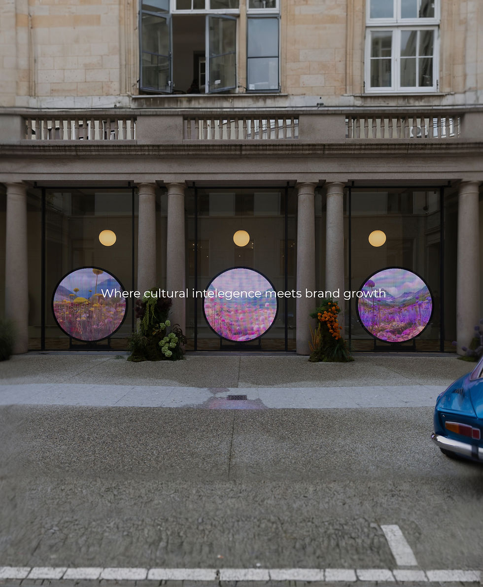 Art installation with circular digital displays and floral design — MARCHIARO CONSULTING | FRANCESCO MARCHIARO.