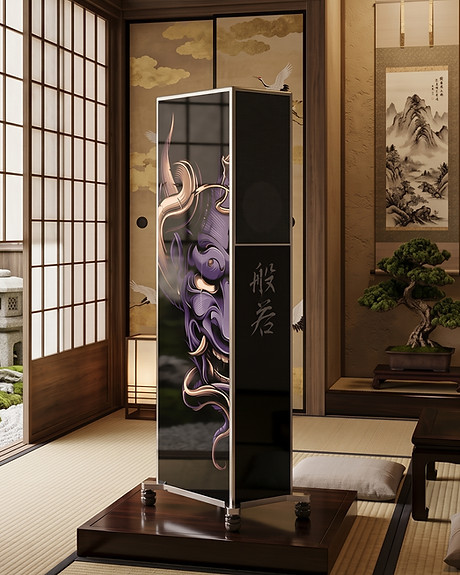 RMS One Hannya artist edition standing in a traditional Japanese room with shoji screens and a garden view