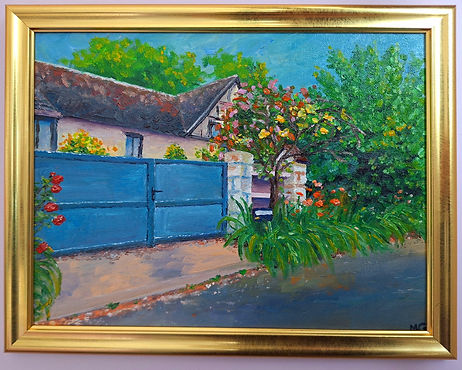 Maison à Giverny, le village de Claude Monet. Huile sur toile.