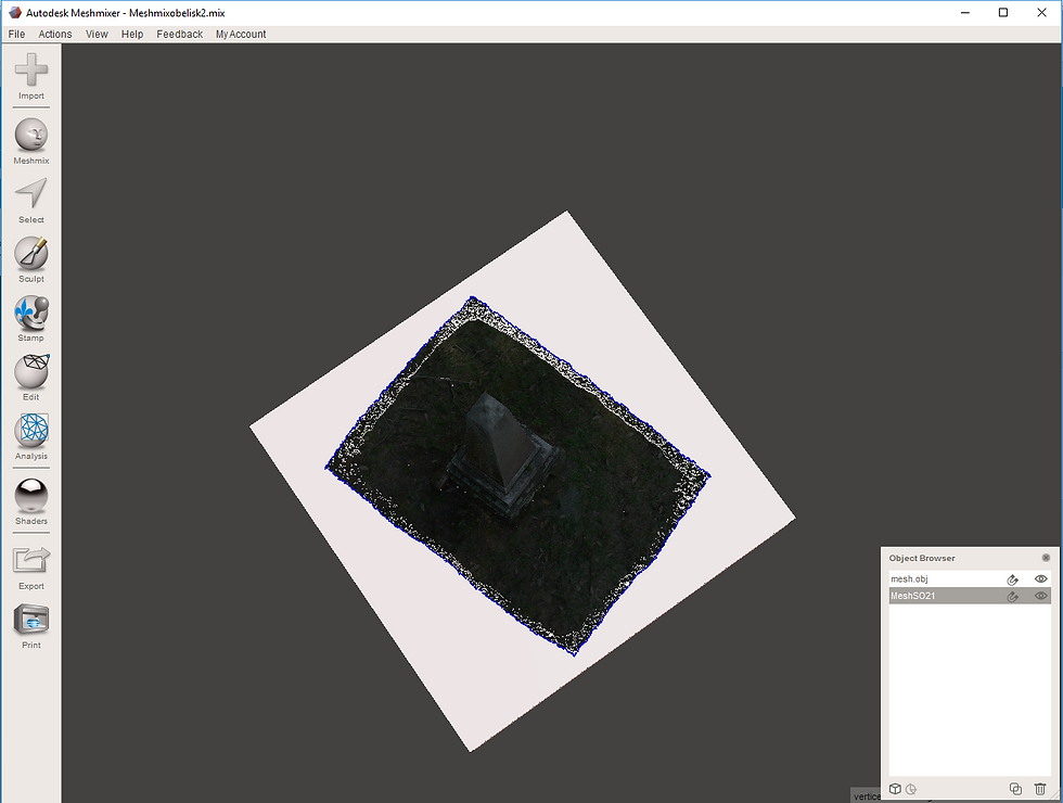 Object Brushed down on base