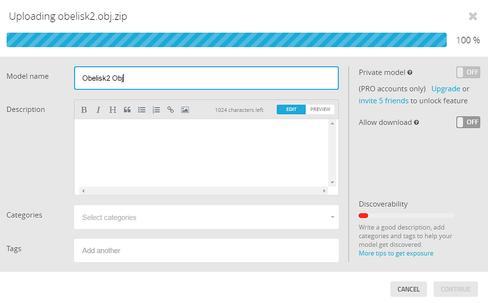 Loading into Sketchfab