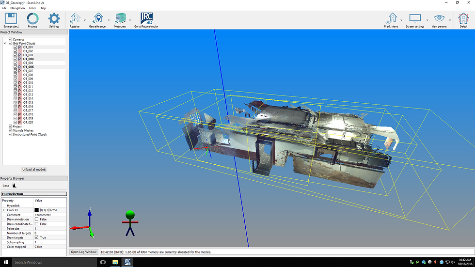 Bounding boxes of registered scans.
