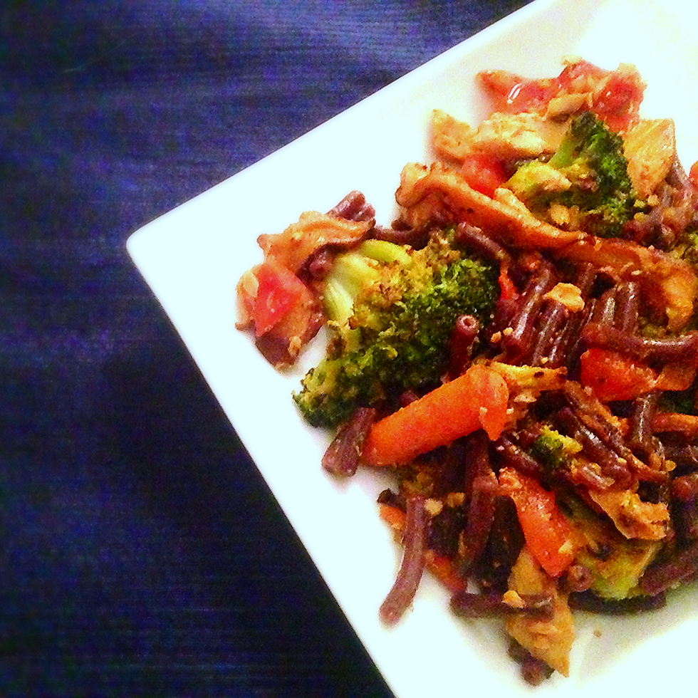 Black rice noodle stirfry