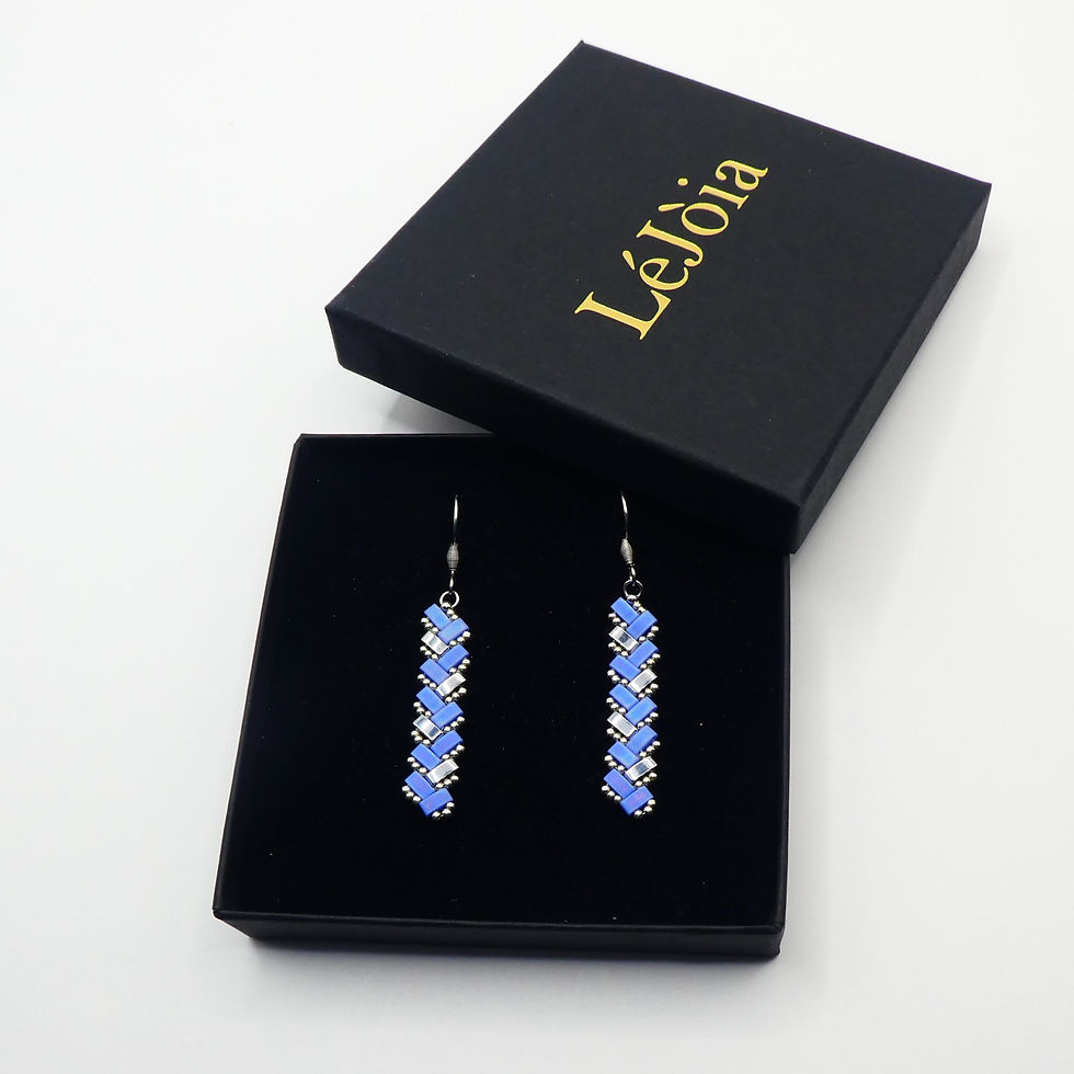 Miniature : Boucles d'oreilles Ariane - Pervenche/Argenté