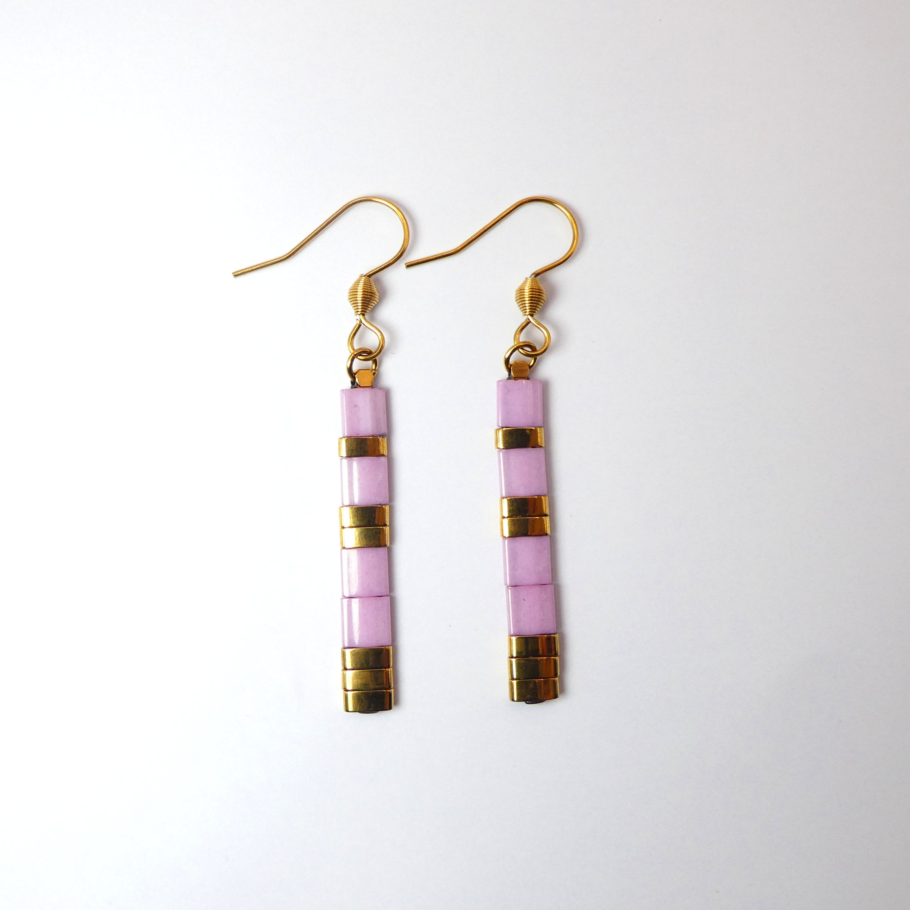 Boucles d'oreilles Eos - Orchidée / Doré