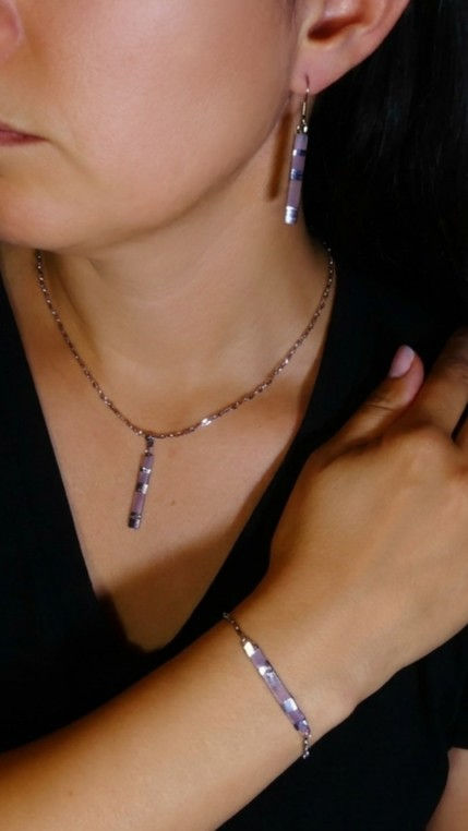 Miniature : Collier Artémis - Améthyste / Argenté