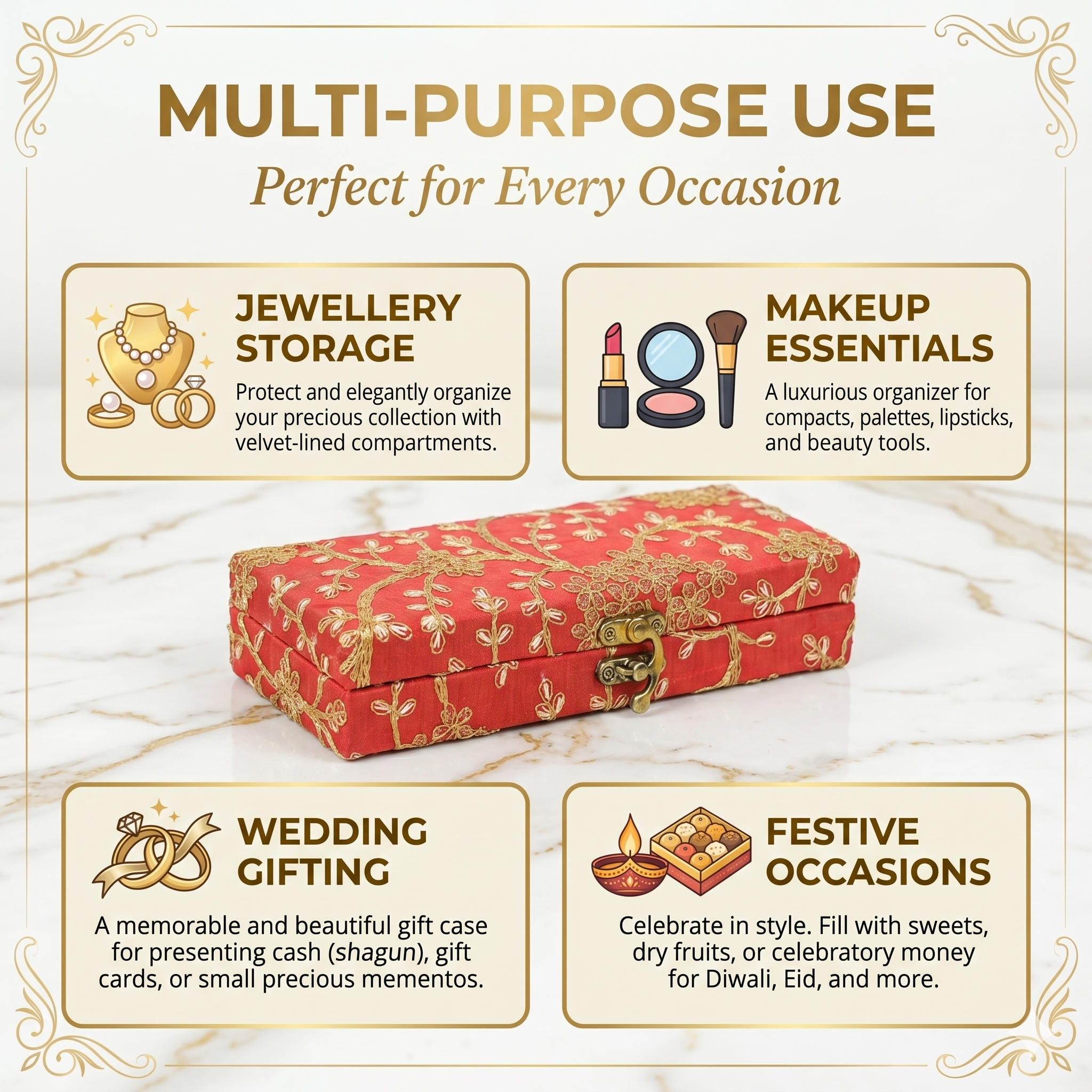 Ethnic Jewelry Storage Box Decorative Organizer Case