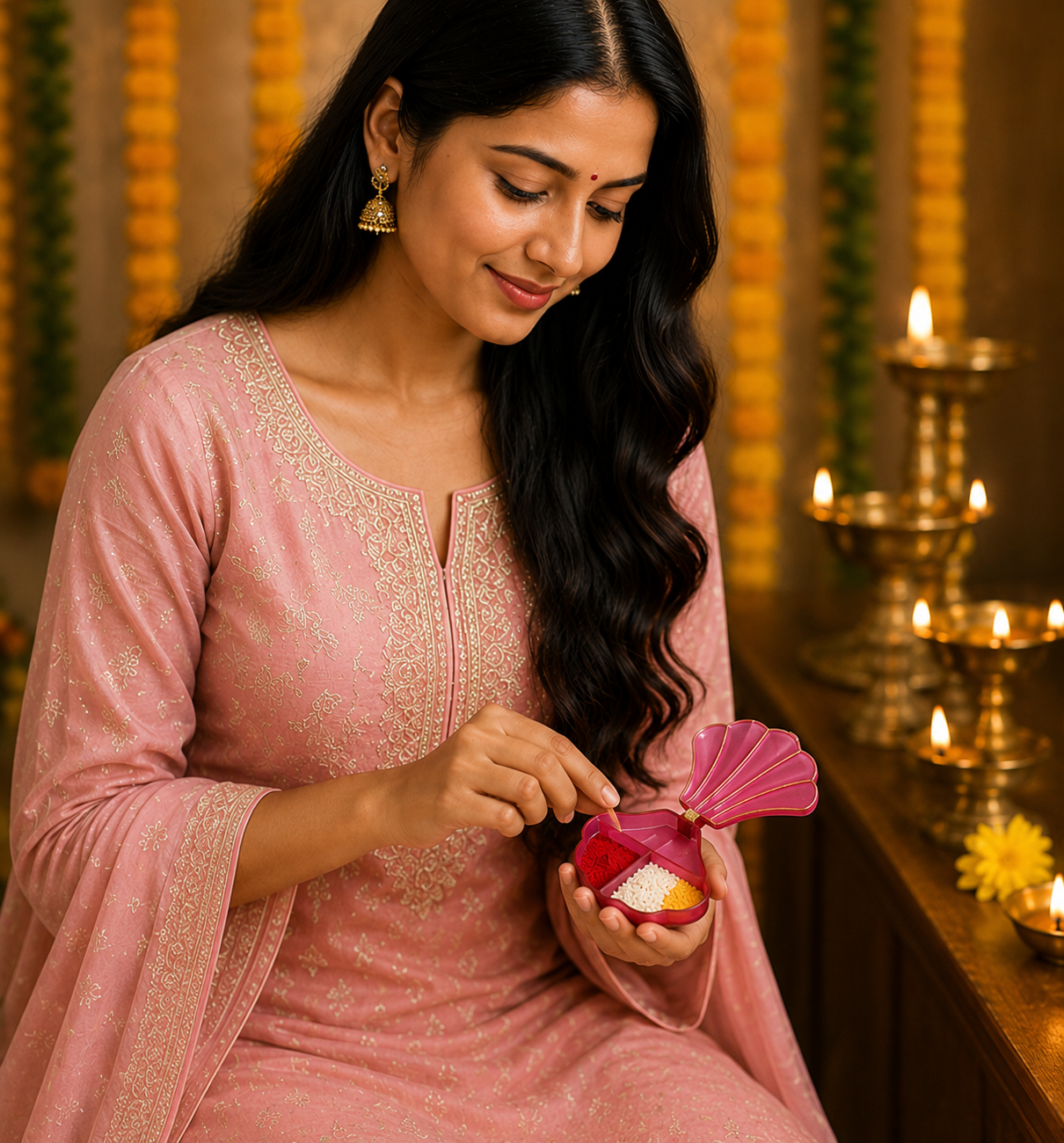 Shell-Shaped Pooja Essentials Box
