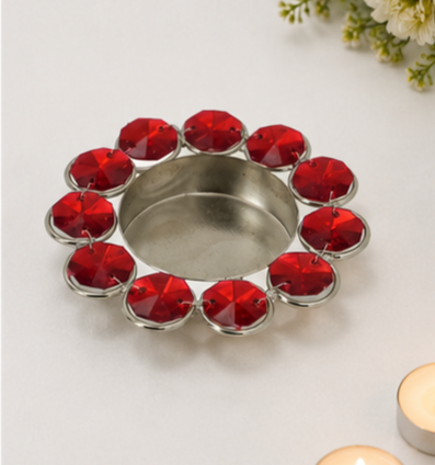 Red Crystal Tealight Candle Holder