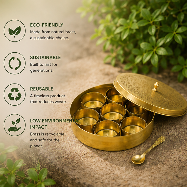 Traditional Indian Spice Box | Pure Brass