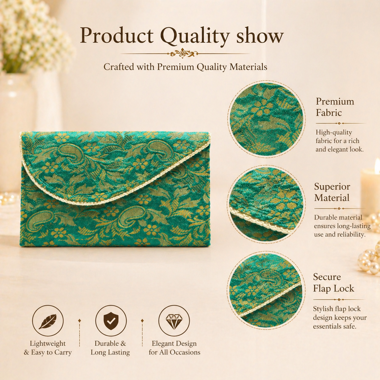 The Heritage Brocade envelope flap Clutch Wallet