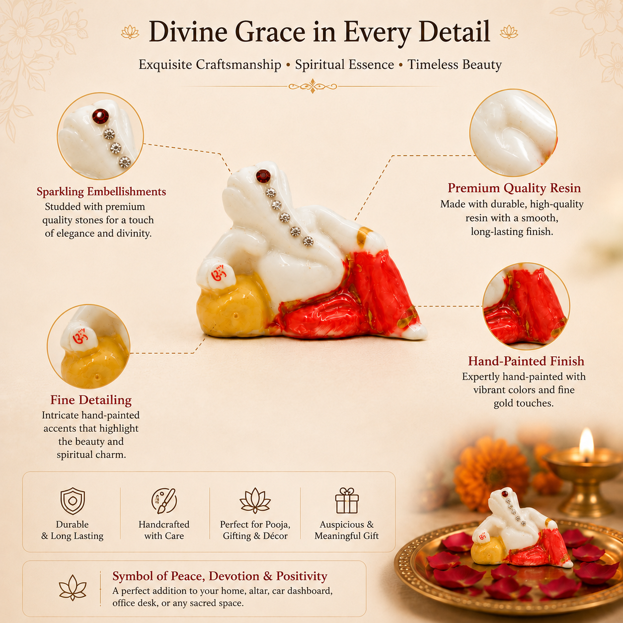 Divine Resting Ganesha Idol