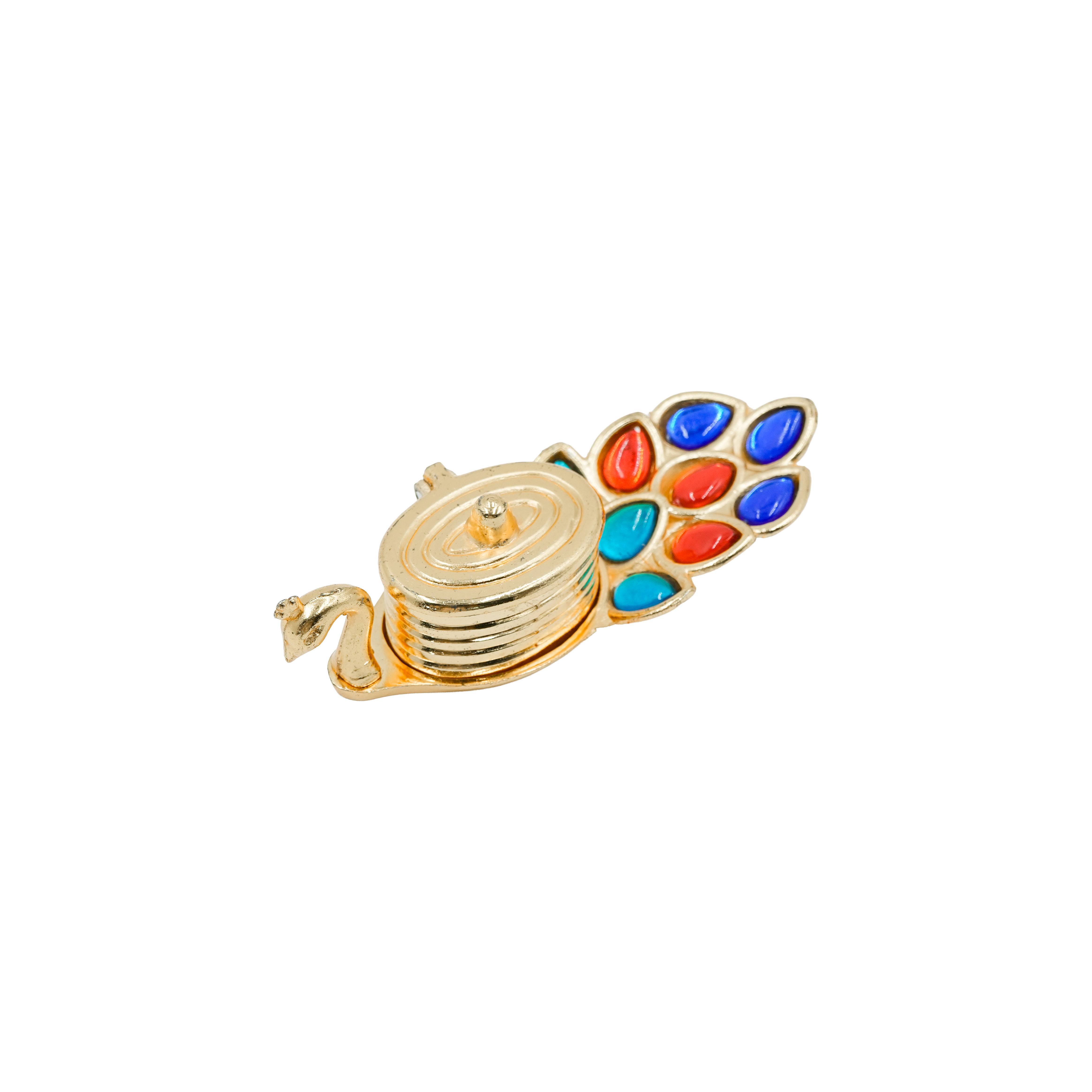 Mayura Peacock Kumkum Box | 22K Gold Plated Brass