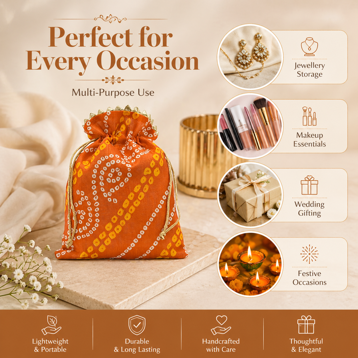 Ethnic Potli Bag Traditional Drawstring Pouch