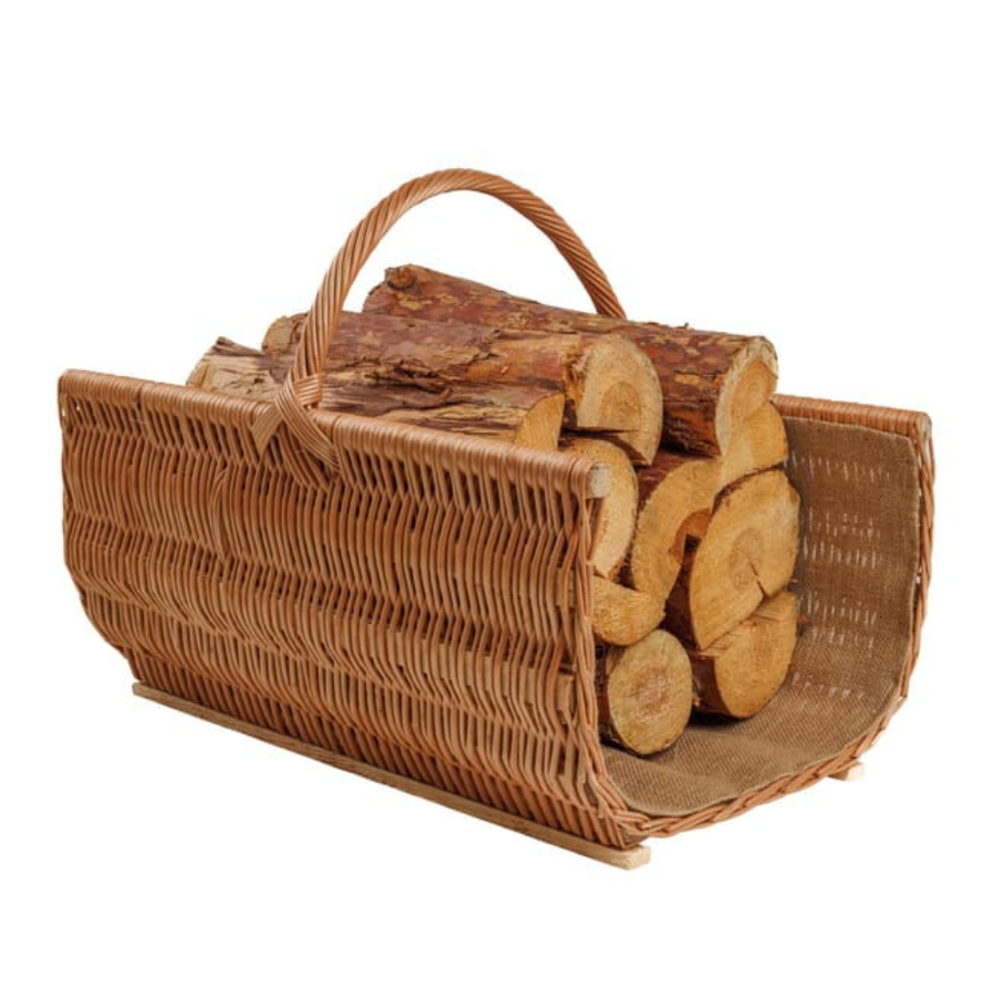 BOGATECO Kaminholzkorb aus Weide mit Griff – Großformat, 60 × 45 × 30 cm