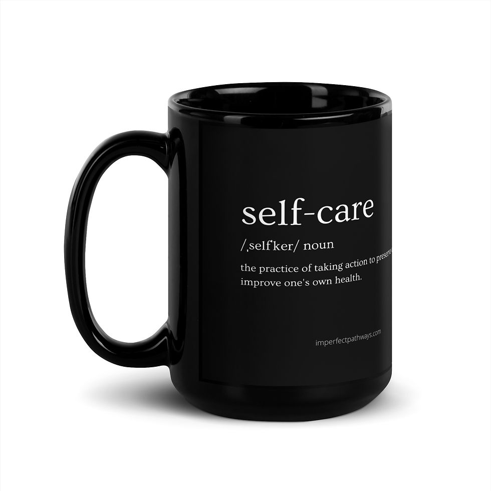Thumbnail: Right Handed Self-Care Black Glossy Mug
