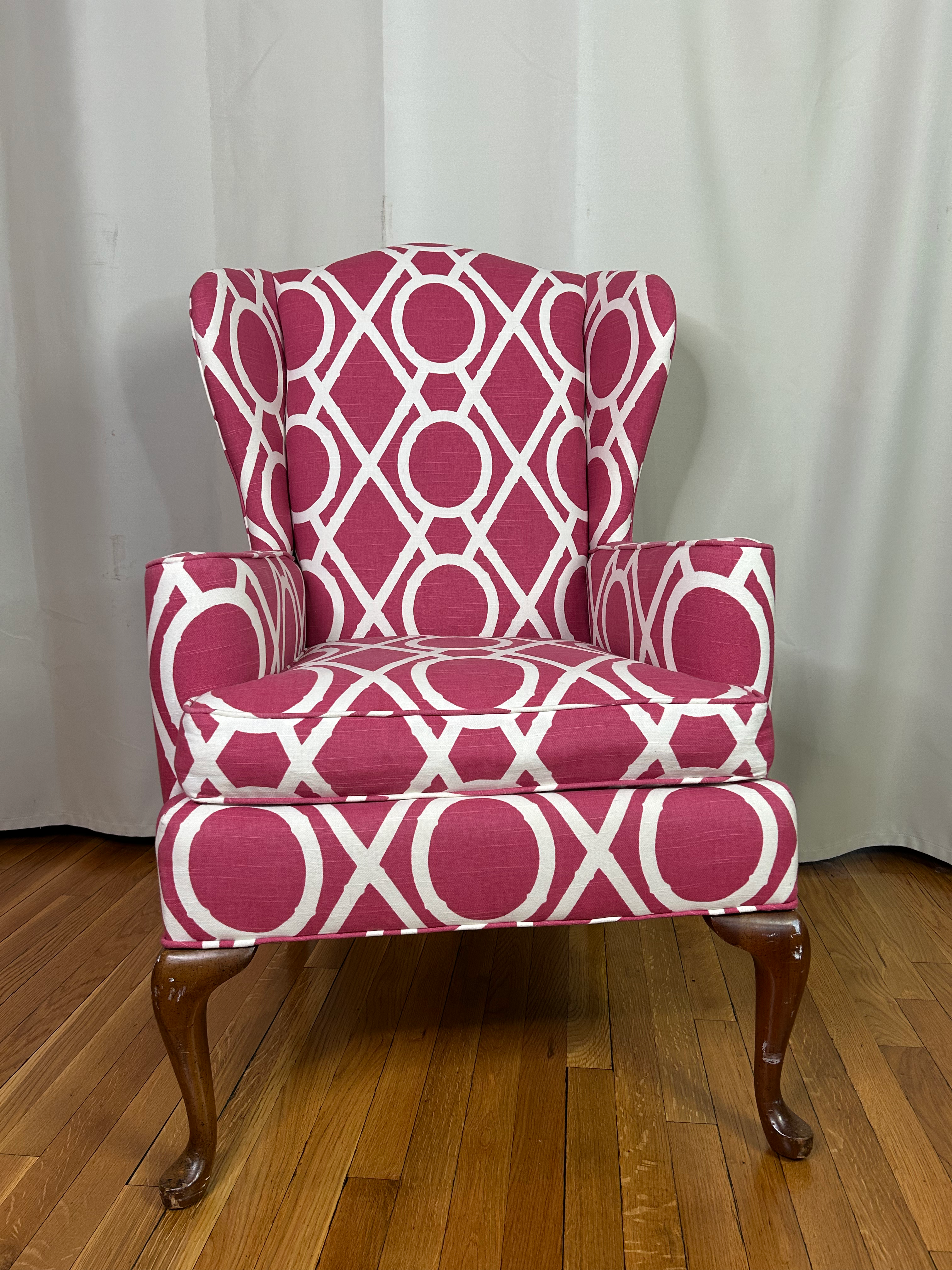 Upholstered Queen Anne Wing Chair