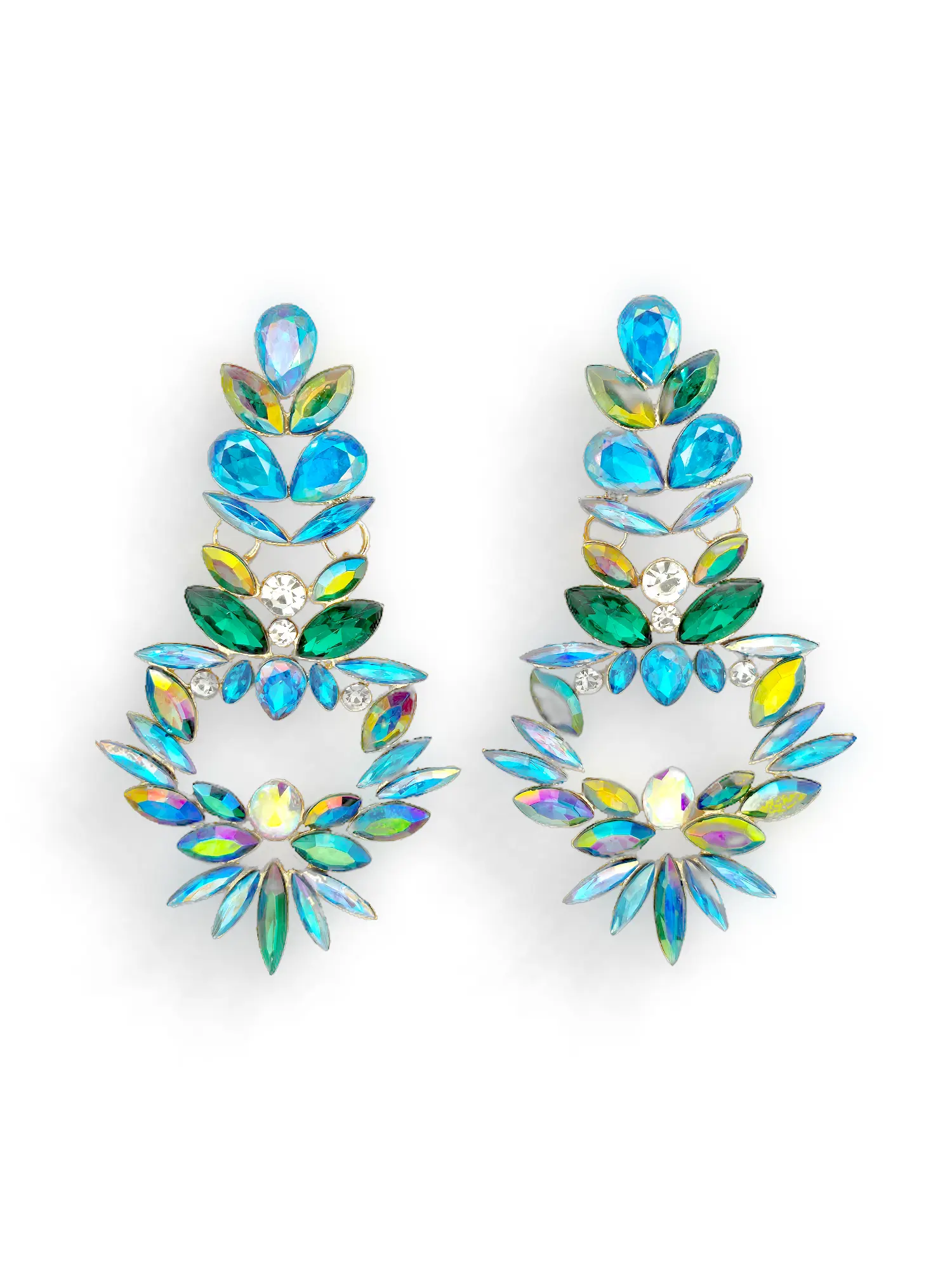 Light Blue and Green Aster Earrings