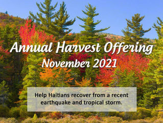 Counting Our Blessings and Blessing Others: Annual Harvest Offering 2021