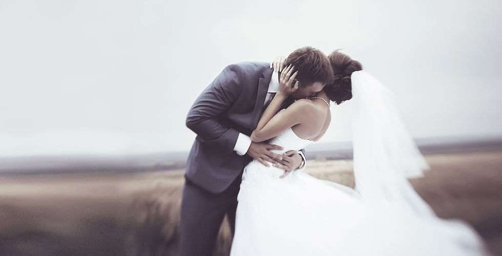 Wedding couple kissing